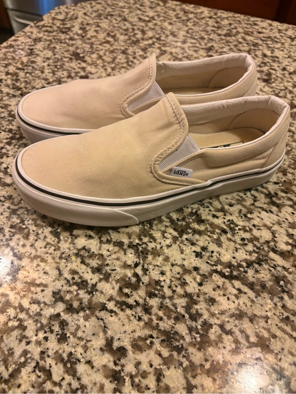 Vans Slip-On Canvas Sneakers in Beige